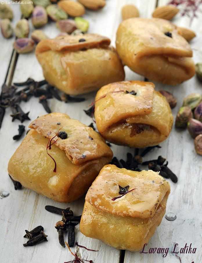 Laung latika is a traditional dessert of the food of Bihar. At the centre is clove which makes it stand apart from the others. The pungent taste of the clove  with the sweet stuffing dipped in sugar-syrup melts in the mouth. The complex amalgam of tastes altogether makes Laung Latika exclusive to Bihar
