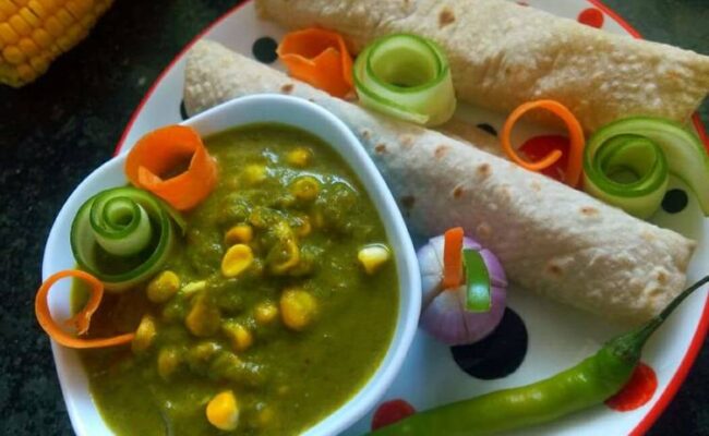 Indian Food Recipe: Palak Corn Sabzi